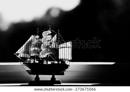 Black and white sail boat ship