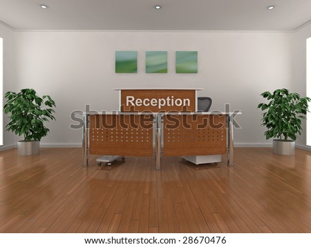 High quality 3d illustration of a reception area.