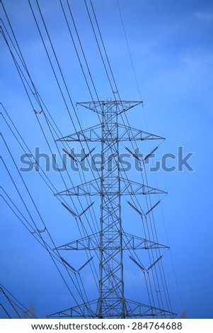 Electric Transmission Tower on blue sky