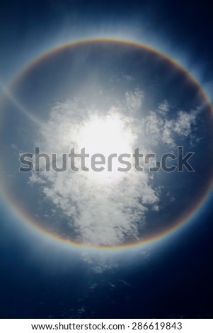 Corona, ring of sun with blue sky