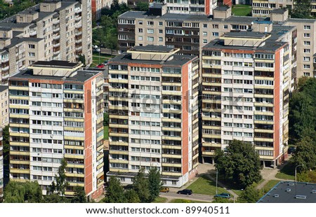 Aerial view on residential blocks of flats in Vilnius, Lithuania
