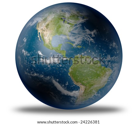 stock photo : earth globe / satellite view to the americas (detailed 3d 