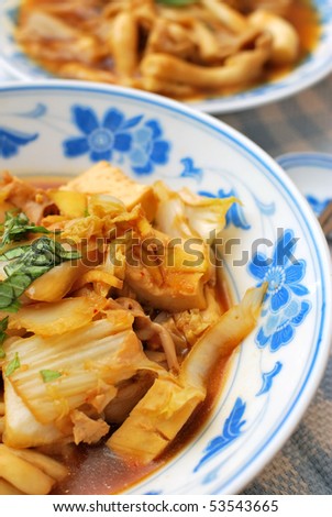 Delicious and healthy Chinese vegetarian delicacy cooked with Chinese white cabbage. Suitable for concepts such as diet and nutrition, healthy lifestyle, and food and beverage.