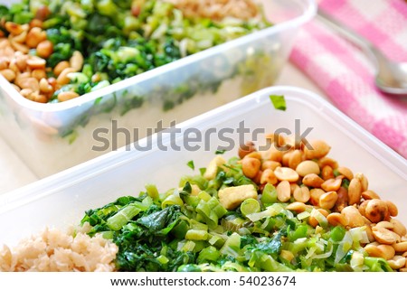 Packed meal boxes of healthy vegetables. Suitable for concepts such as diet and nutrition, healthy lifestyle, and food and beverage.
