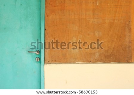 Door of deserted house. For concepts such as builiding and construction, architecture.