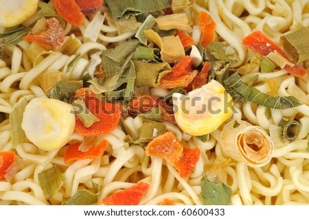 Noodles with dried vegetable ingredients. Suitable for concepts such as diet and nutrition, healthy lifestyle, and food and beverage.