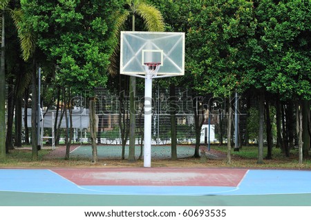 Empty street basketball court. For concepts such as sports and exercise, and healthy lifestyle.