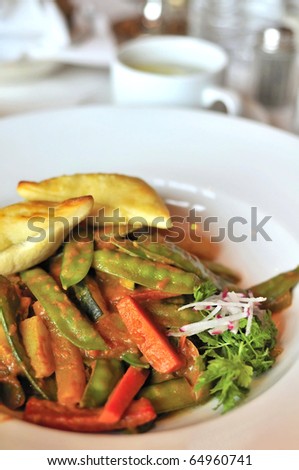 Vegetarian healthy dish cooked with spices and curry seasoning.
