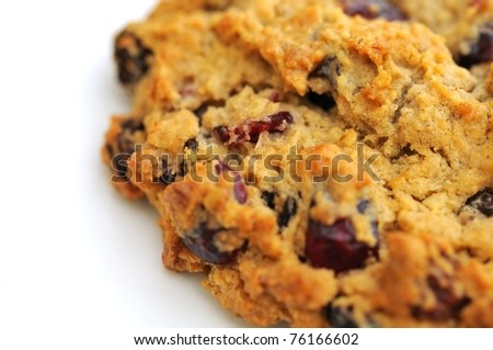 Macro shot of raspberry cookie showing texture.