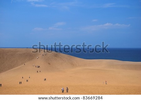 TOTTORI PREFECTUR, JAPAN - SEPTEMBER 2: Huge desert sand dunes taken on September 2, 2008 in Tottori prefecture, Japan. The dunes are the only large dune system (over 30 square km) in Japan.