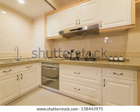 the kitchen with modern cabinet