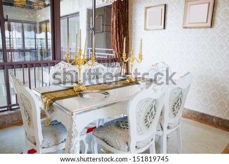the dining room with luxury decoration and nice furniture