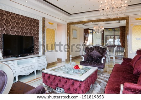 the living room with luxury decoration and nice furniture