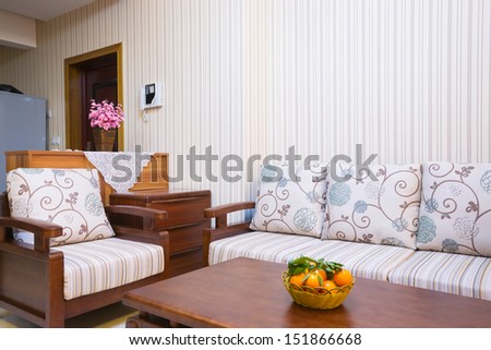 the living room with Chinese decoration