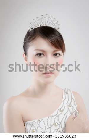 Chinese beauty with professional makeup in photography studio