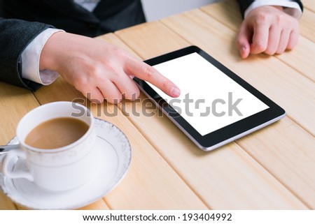 business woman using tablet PC,the screen of tablet PC with clipping path