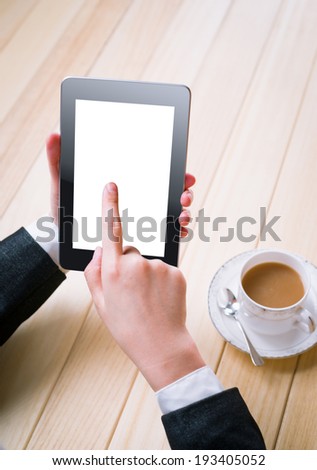 business woman using tablet PC,the screen of tablet PC with clipping path