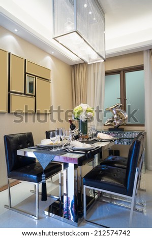 modern dining room with nice tableware