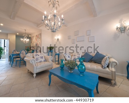 luxury expensive classic living room with beautiful pattern on wall tile