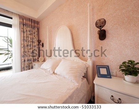 the classic bedroom with beautiful wallpaper