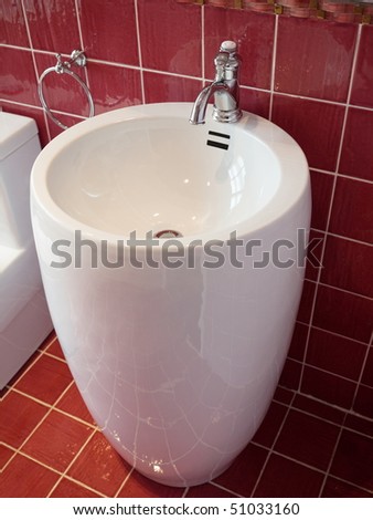 modern washroom interior tap and sink