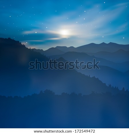 abstract background with mountains and blue sunrise