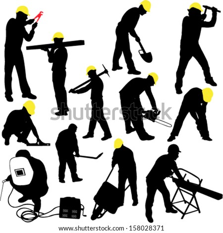 workers silhouettes collection vector workers silhouettes collection vector