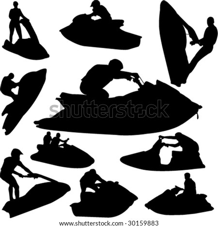 Logo Design Keywords on Jet Ski Silhouettes   Vector   30159883   Shutterstock