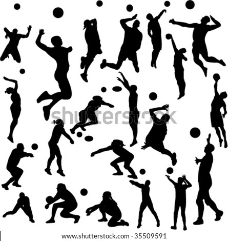stock vector volleyball players vector