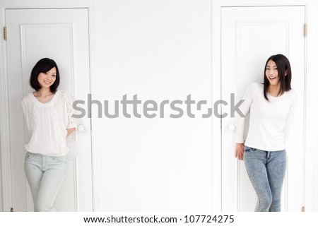 beautiful asian women with two doors