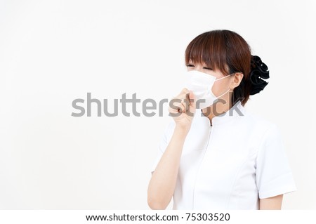 beautiful asian nurse taking a mask