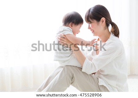 portrait of asian mother and baby lifestyle image