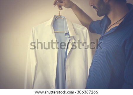 Young man in shirt white backgroun