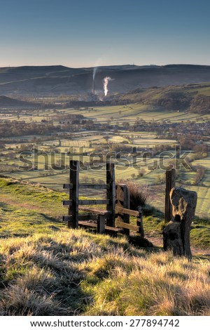Hope Valley. I took this a short while after the golden hour of sunrise had ended from the Great Ridge below Mam Tor in the Peak District. A merge of 5 images to capture the detail of the landscape