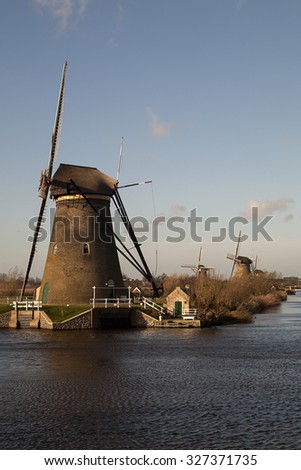 Dutch windmill of Unesco World Heritage Site Kinderdijk, South Holland, Netherlands