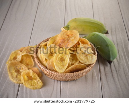 Fried banana slices isolated on white background