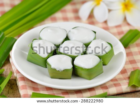 Thai dessert ,pudding with coconut topping