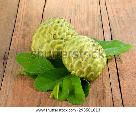 Sugar Apple fruit on wooden background