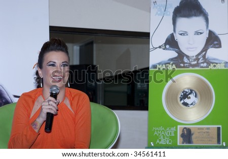 MEXICO CITY; MEXICO- JULY 30: Singer Maria Jose attends the Hight Sells Level Gold Disc 