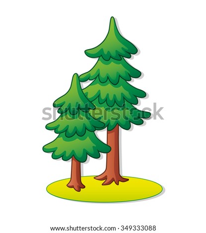 Two Spruce Trees. Stock Vector 349333088 : Shutterstock