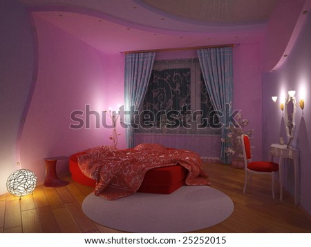 Girl`S Bedroom Interior (3d Rendering) Stock Photo 2525