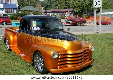 LAKE GEORGE, NY - SEPT 12: An early 50\'s Chevy Pickup being shown off at the 21st Annual Adirondack Nationals on September 12, 2009 in Lake George, NY