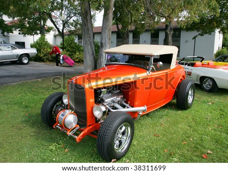 LAKE GEORGE, NY - SEPT 12: A \'32 Ford style Convertible being shown off at the 21st Annual Adirondack Nationals on September 12, 2009 in Lake George, NY