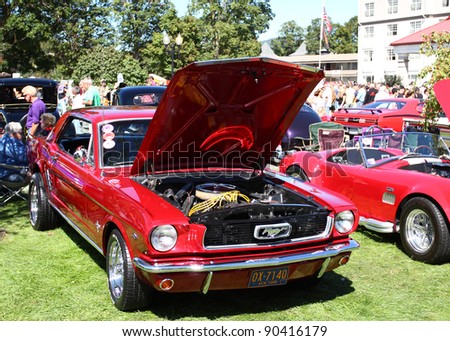 LAKE GEORGE, NY, USA -SEPTEMBER 10:  1966 Ford Mustang at the 23rd Annual Adirondack Nationals on September 10, 2011 in Lake George, NY, USA