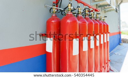 compressed gas (argon or carbon dioxide or oxygen) steel cylinders at substation