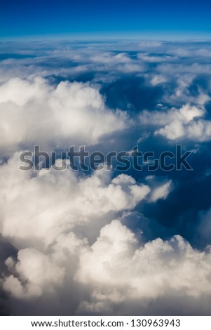 clouds. many different types of clouds. cloudy landscape. view from the window of an airplane flying at an altitude of 10 000 km