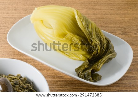 Chinese Traditional Food, Pickled Green Cabbage with Chopped Pickled Chinese Cabbage.