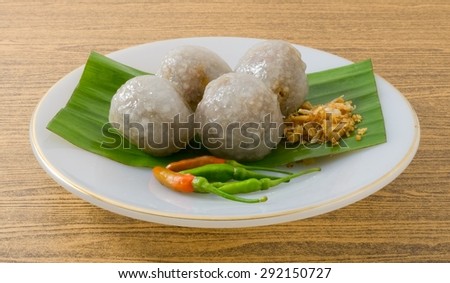 Thai Traditional Dessert, Close Up of Tapioca Balls Made From Glutinous Rice Filled with Minced Pork and Sweet Pickled Daikon Radish.