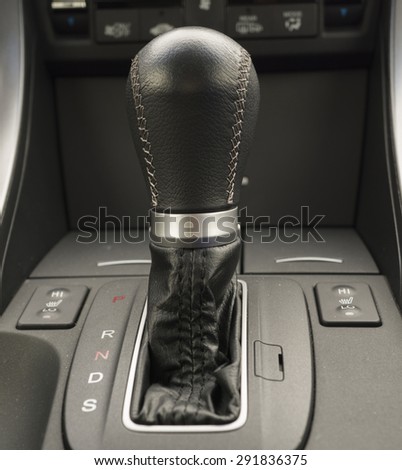 Black leather automatic car transmission