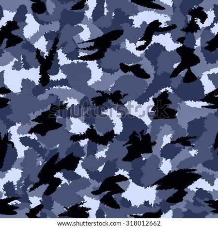 Urban blue war camouflage seamless pattern. Can be used for wallpaper, pattern fills, web page background, surface textures